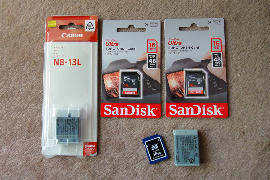 Canon バッテリーパック NB-13LとSanDisk Ultra 16GB UHS-I 48MB/s Class10