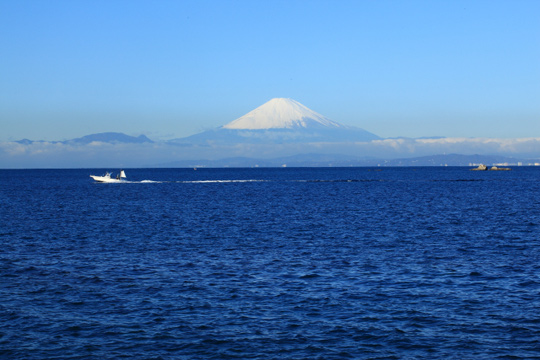 セッティングするスペースから見る富士山