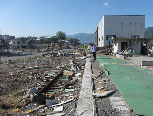 大船渡駅のホームの跡